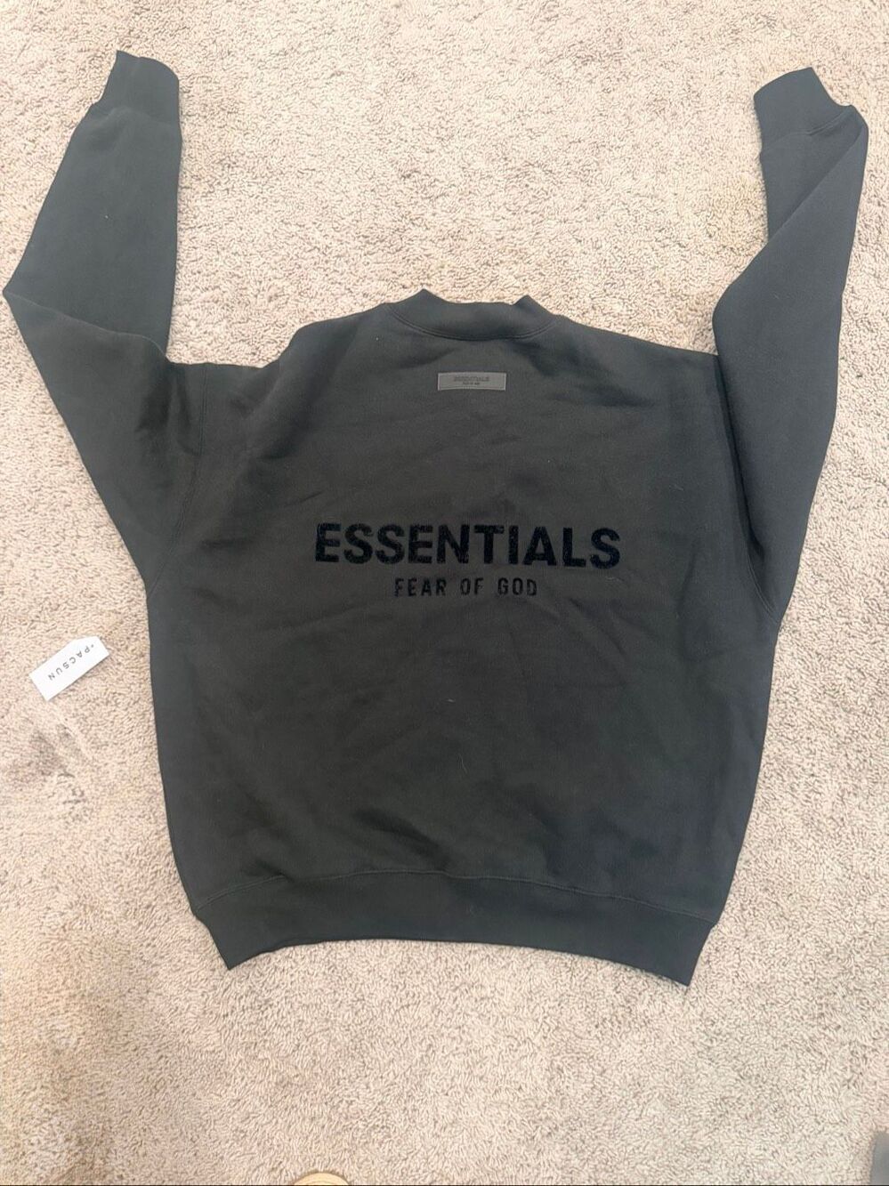 Fear of God Essentials Pullover Sweatshirt Black Stretch Limo Size XS New